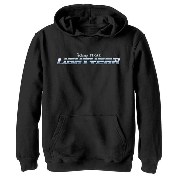 Boy's Lightyear Silver Logo Pull Over Hoodie Black Medium