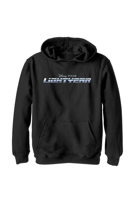 Boy's Lightyear Silver Logo  Pull Over Hoodie Black X Large