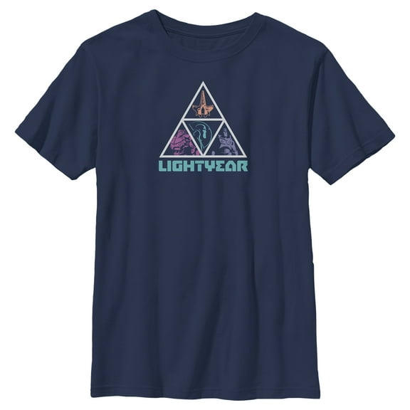 Boy's Lightyear Triangle Logo  Graphic Tee Navy Blue Large