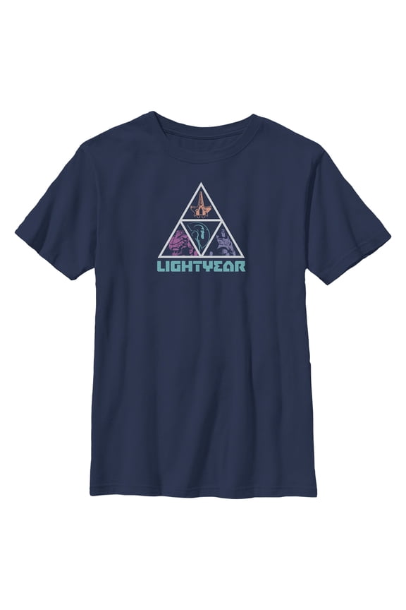 Boy's Lightyear Triangle Logo  Graphic Tee Navy Blue Small