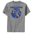 thumbnail image 1 of Boy's Lightyear Vintage Buzz Running In Space  Performance Graphic Tee Charcoal Heather / Buzz Running Medium, 1 of 4