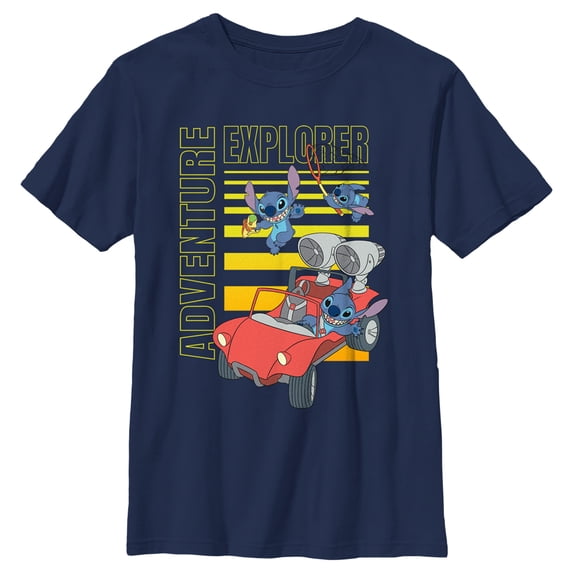 Boy's Lilo & Stitch Adventure Explorer Graphic Tee Navy Blue X Large