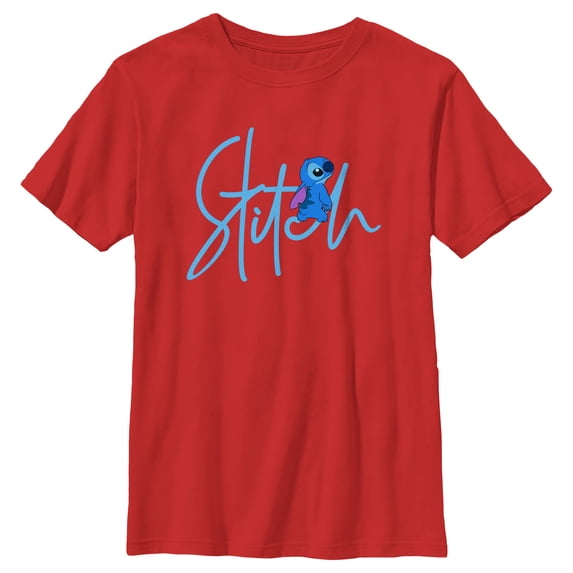 Boy's Lilo & Stitch Alien Signature Graphic Tee Red Medium