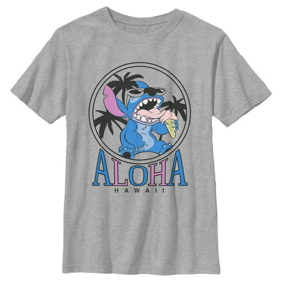 Boy's Lilo & Stitch Aloha Ice Cream  Graphic Tee Athletic Heather Medium