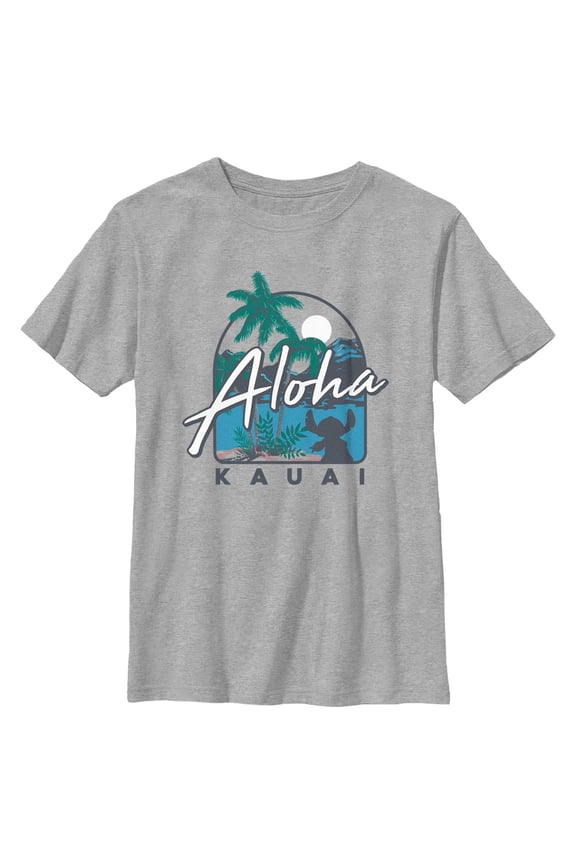 Boy's Lilo & Stitch Aloha Kauai Graphic Tee Athletic Heather Large