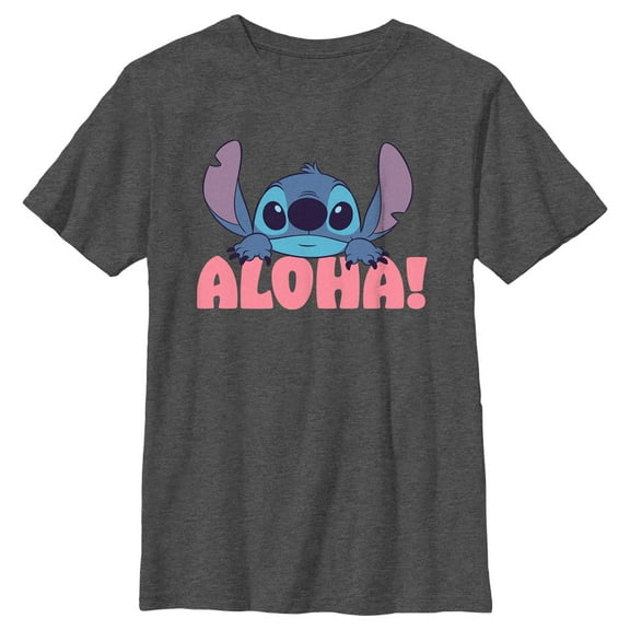 Boy's Lilo & Stitch Aloha Stitch  Graphic Tee Charcoal Heather Small
