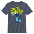 thumbnail image 1 of Boy's Lilo & Stitch Aloha Wavy Text  Graphic Tee Navy Blue Heather Medium, 1 of 4