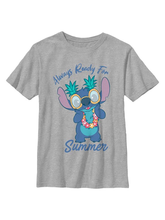 Boy's Lilo & Stitch Always Ready for Summer Stitch Graphic Tee Athletic Heather Small