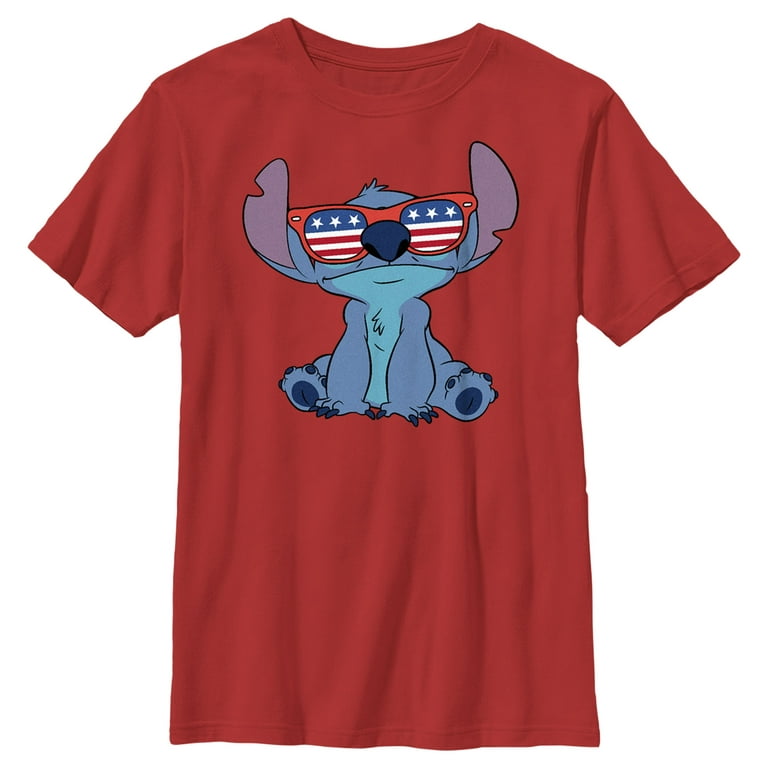 Boy's Lilo & Stitch American Flag Sunglasses Stitch Graphic Tee