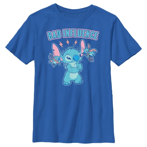 Boy's Lilo & Stitch Bad Influence Graphic Tee Royal Blue Large