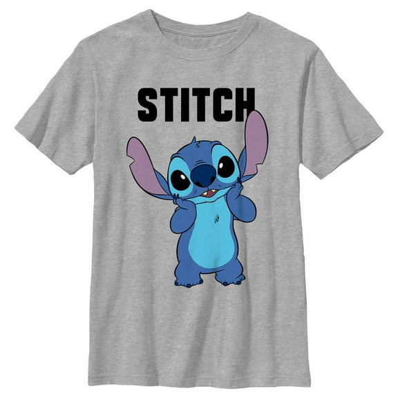 Boy's Lilo & Stitch Bashful Portrait Stitch  Graphic Tee Athletic Heather Medium