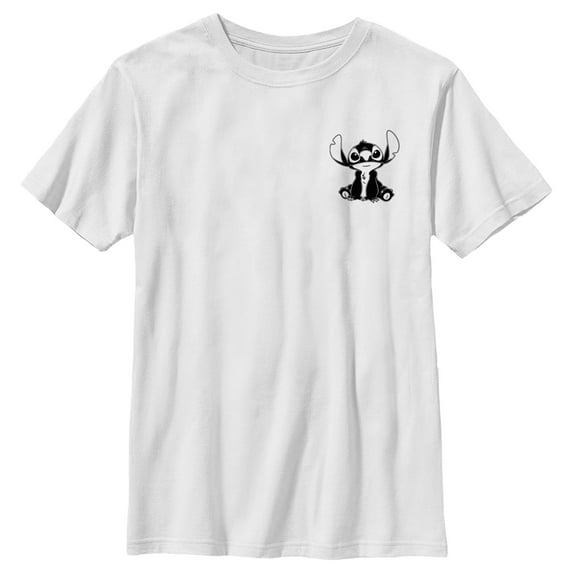 Boy's Lilo & Stitch Black and White Sketch Stitch Graphic Tee White X Small