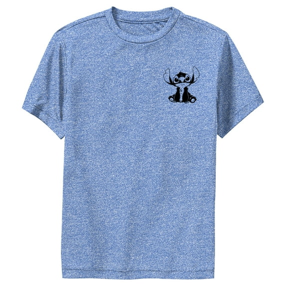 Boy's Lilo & Stitch Black and White Sketch Stitch Performance Graphic Tee Royal Blue Heather X Large
