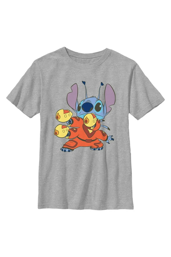 Boy's Lilo & Stitch Blasters Stitch  Graphic Tee Athletic Heather Medium