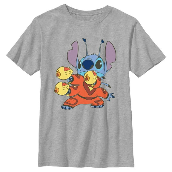 Boy's Lilo & Stitch Blasters Stitch  Graphic Tee Athletic Heather Small