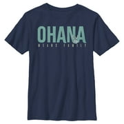 Boys Lilo & Stitch Bold Ohana means Family Graphic Tee Navy Blue Small