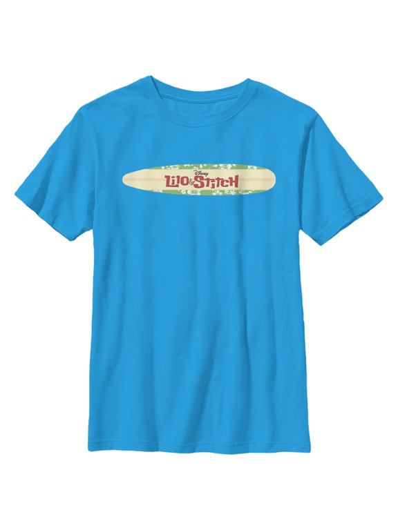 Boy's Lilo & Stitch Classic Surfboard Logo Graphic Tee Turquoise Medium