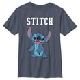 thumbnail image 1 of Boy's Lilo & Stitch Collegiate Stitch Graphic Tee Navy Blue Heather Medium, 1 of 4