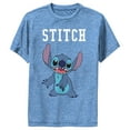 thumbnail image 1 of Boy's Lilo & Stitch Collegiate Stitch Performance Graphic Tee Royal Blue Heather Small, 1 of 4