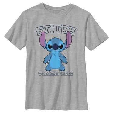Boy's Lilo & Stitch Collegiate Weekend Vibes  Graphic Tee Athletic Heather Small