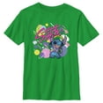 thumbnail image 1 of Boy's Lilo & Stitch Colorful Retro Stitch  Graphic Tee Kelly Green Large, 1 of 4
