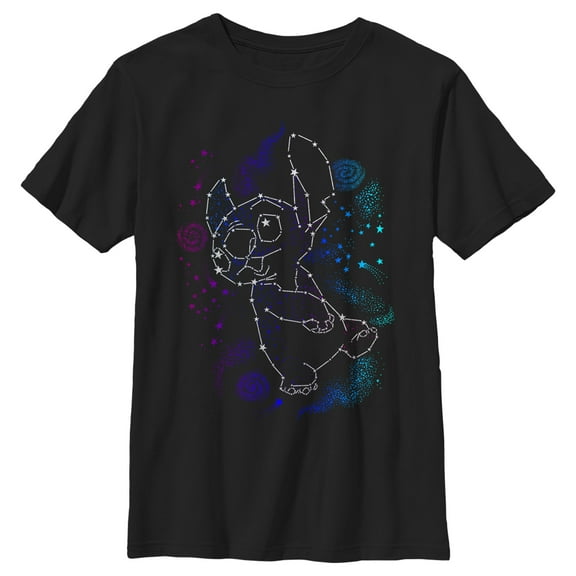 Boy's Lilo & Stitch Constellation of Stitch Graphic Tee Black Medium