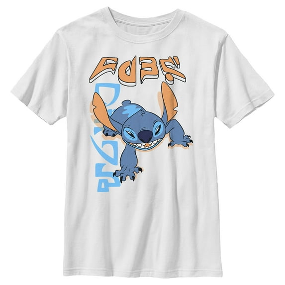 Boy's Lilo & Stitch Crawling Stitch Graphic Tee White Large