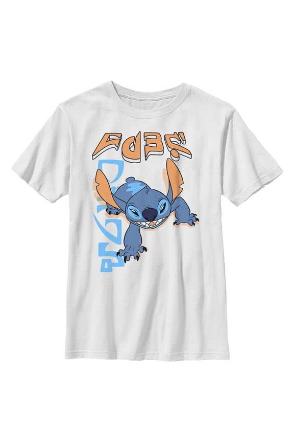 Boy's Lilo & Stitch Crawling Stitch Graphic Tee White Medium