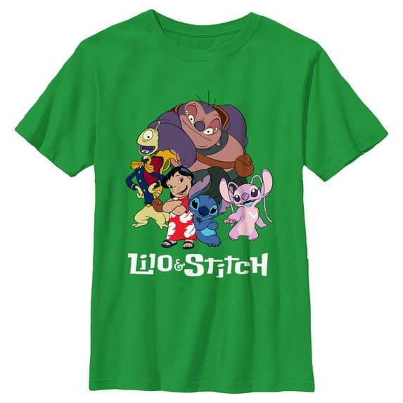 Boy's Lilo & Stitch Crew Logo Graphic Tee Kelly Green Medium