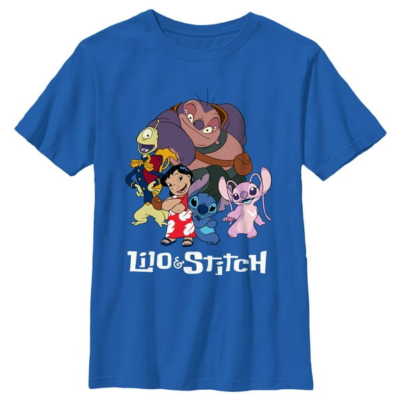 Boy's Lilo & Stitch Crew Logo Graphic Tee Royal Blue Small