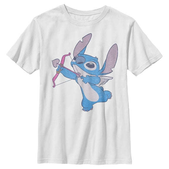 Boy's Lilo & Stitch Cupid Stitch With Heart Arrows  Graphic Tee White X Small