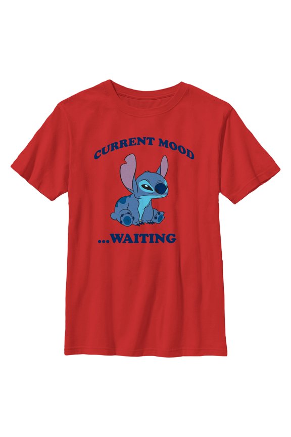 Boy's Lilo & Stitch Current Mood Waiting  Graphic Tee Red Large
