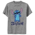thumbnail image 1 of Boy's Lilo & Stitch Cute Portrait Stitch Performance Graphic Tee Charcoal Heather Large, 1 of 4