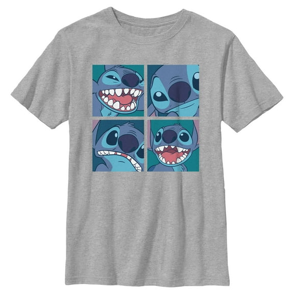 Boy's Lilo & Stitch Cute Portraits  Graphic Tee Athletic Heather X Large