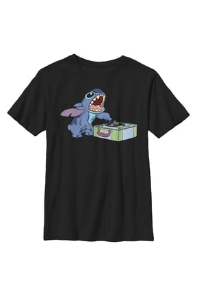 Boy's Lilo & Stitch DJ Record Scratch Master Graphic Tee Black X Large