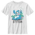thumbnail image 1 of Boy's Lilo & Stitch Distressed Stitch Wink Graphic Tee White Small, 1 of 4
