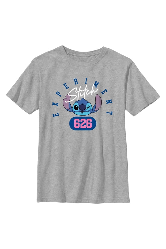 Boy's Lilo & Stitch Experiment 626 Cute Face Graphic Tee Athletic Heather Small