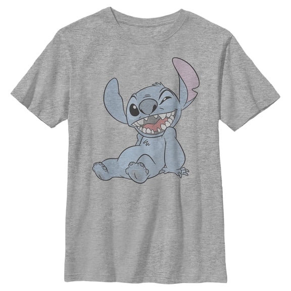 Boy's Lilo & Stitch Experiment 626 Halftone Smile Graphic Tee Athletic Heather Large