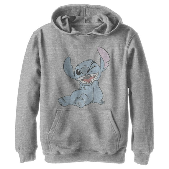 Boy's Lilo & Stitch Experiment 626 Halftone Smile Pull Over Hoodie Athletic Heather Medium