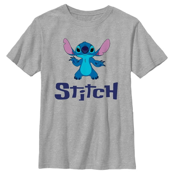 Boy's Lilo & Stitch Experiment 626 Logo  Graphic Tee Athletic Heather Large