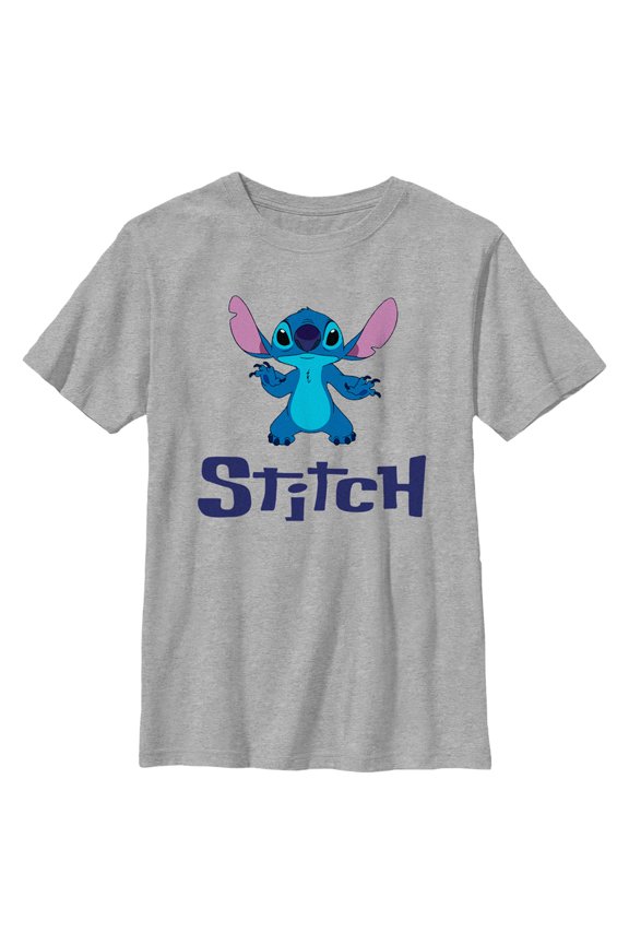 Boy's Lilo & Stitch Experiment 626 Logo Graphic Tee Athletic Heather Large