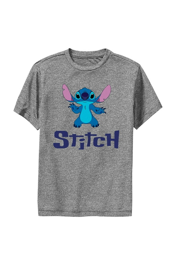 Boy's Lilo & Stitch Experiment 626 Logo Performance Graphic Tee Charcoal Heather X Large