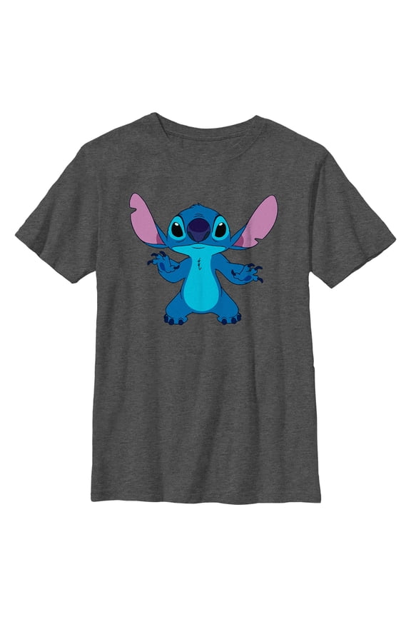 Boy's Lilo & Stitch Experiment 626 Portrait Graphic Tee Charcoal Heather Medium