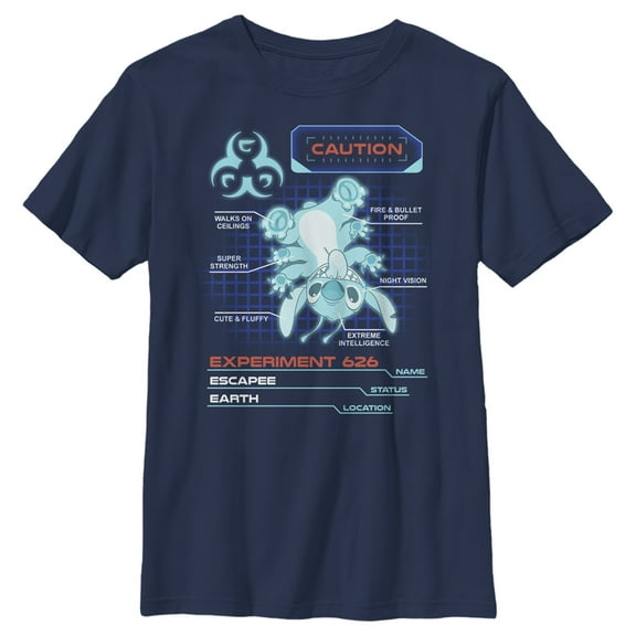 Boy's Lilo & Stitch Experiment 626 Schematics Graphic Tee Navy Blue Medium