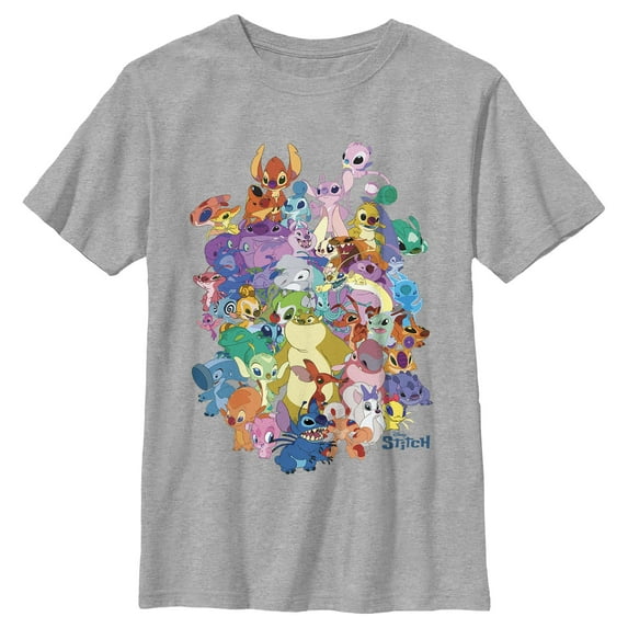 Boy's Lilo & Stitch Experiment Compilation Graphic Tee Athletic Heather Medium