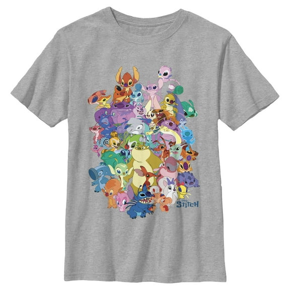 Boy's Lilo & Stitch Experiment Compilation  Graphic Tee Athletic Heather X Large