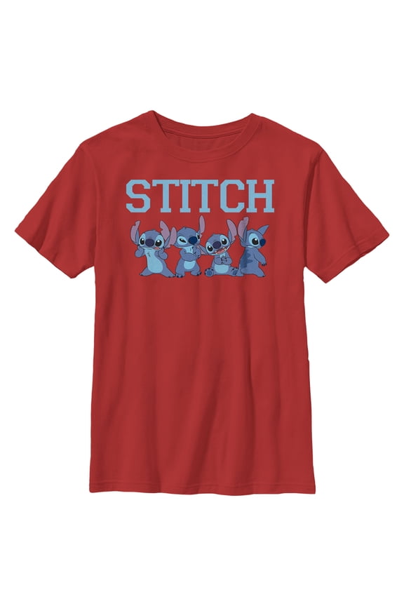 Boy's Lilo & Stitch Faces of Stitch Graphic Tee Red Large