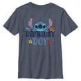 thumbnail image 1 of Boy's Lilo & Stitch Floral Birthday Boy Graphic Tee Navy Blue Heather Medium, 1 of 4