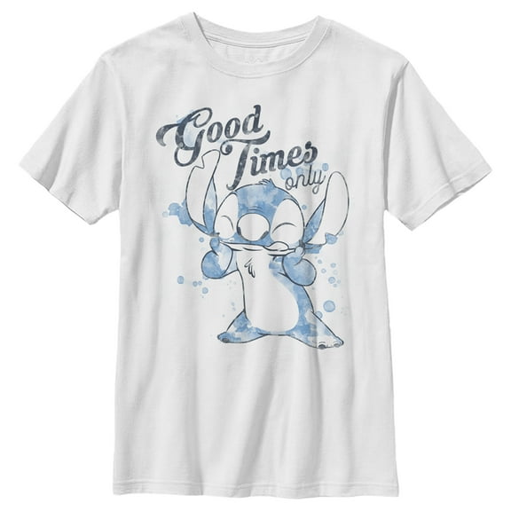 Boy's Lilo & Stitch Good Times Only  Graphic Tee White X Small