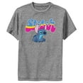 thumbnail image 1 of Boy's Lilo & Stitch Groovy Stitch Performance Graphic Tee Charcoal Heather X Large, 1 of 4